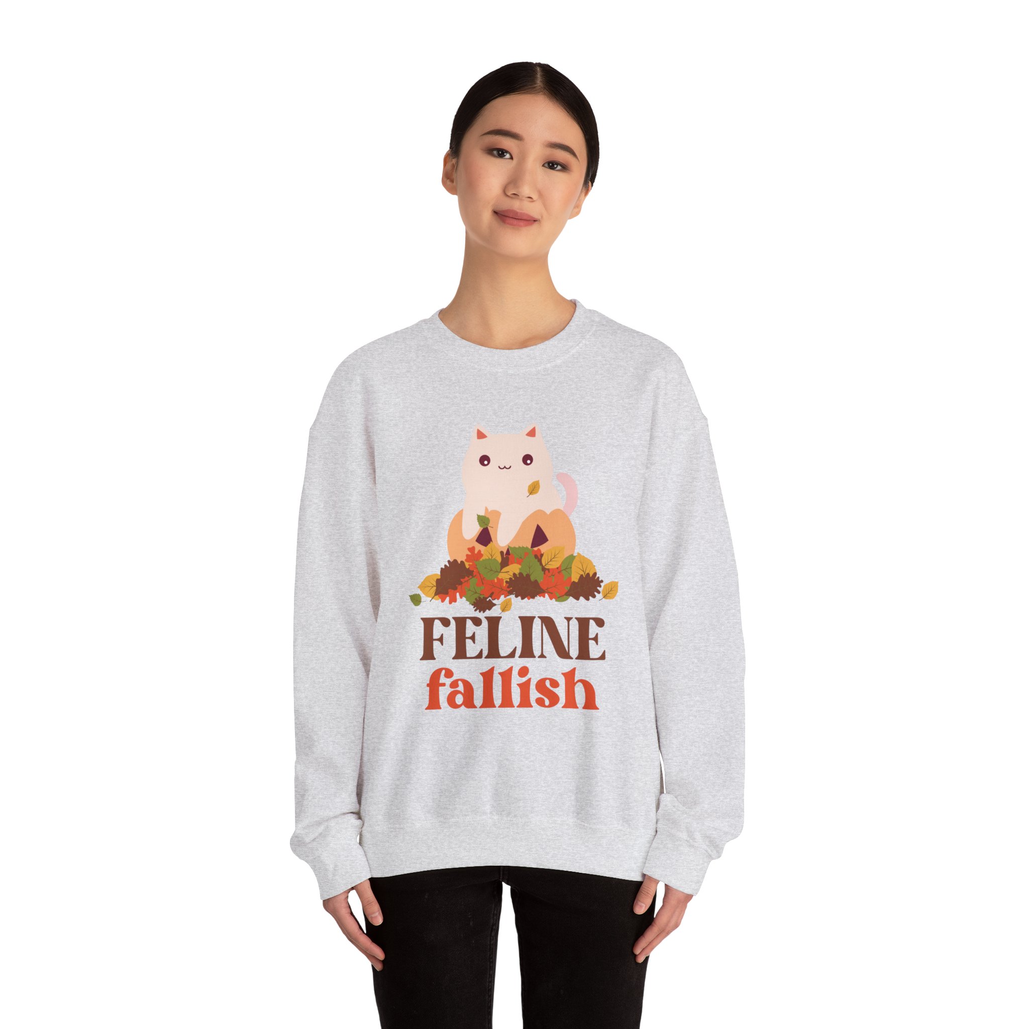 Feline Fall Sweatshirt | Cozy Cat Crewneck, Autumn Sweatshirt, Cute Cat Lover Gift, Fall Fashion, Holiday Apparel - Image 4