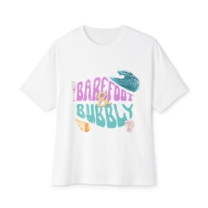 Barefoot & Bubbly Unisex Oversized Boxy Tee, Beach Vibes Shirt, Casual Summer Top, Vacation Outfit, Gift for Ocean Lovers