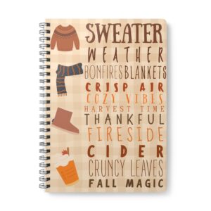 Cozy Fall Wirobound Notebook, Perfect for Journaling, Gift for Writers, Autumn Notes, Seasonal Planning, Thankful Thoughts, Sweater Weather