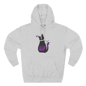 Spooky Cat Fleece Hoodie, Halloween Sweatshirt, Cozy Fall Apparel, Witchy Gifts, Cute Cat Fashion, Boo Design Hoodie