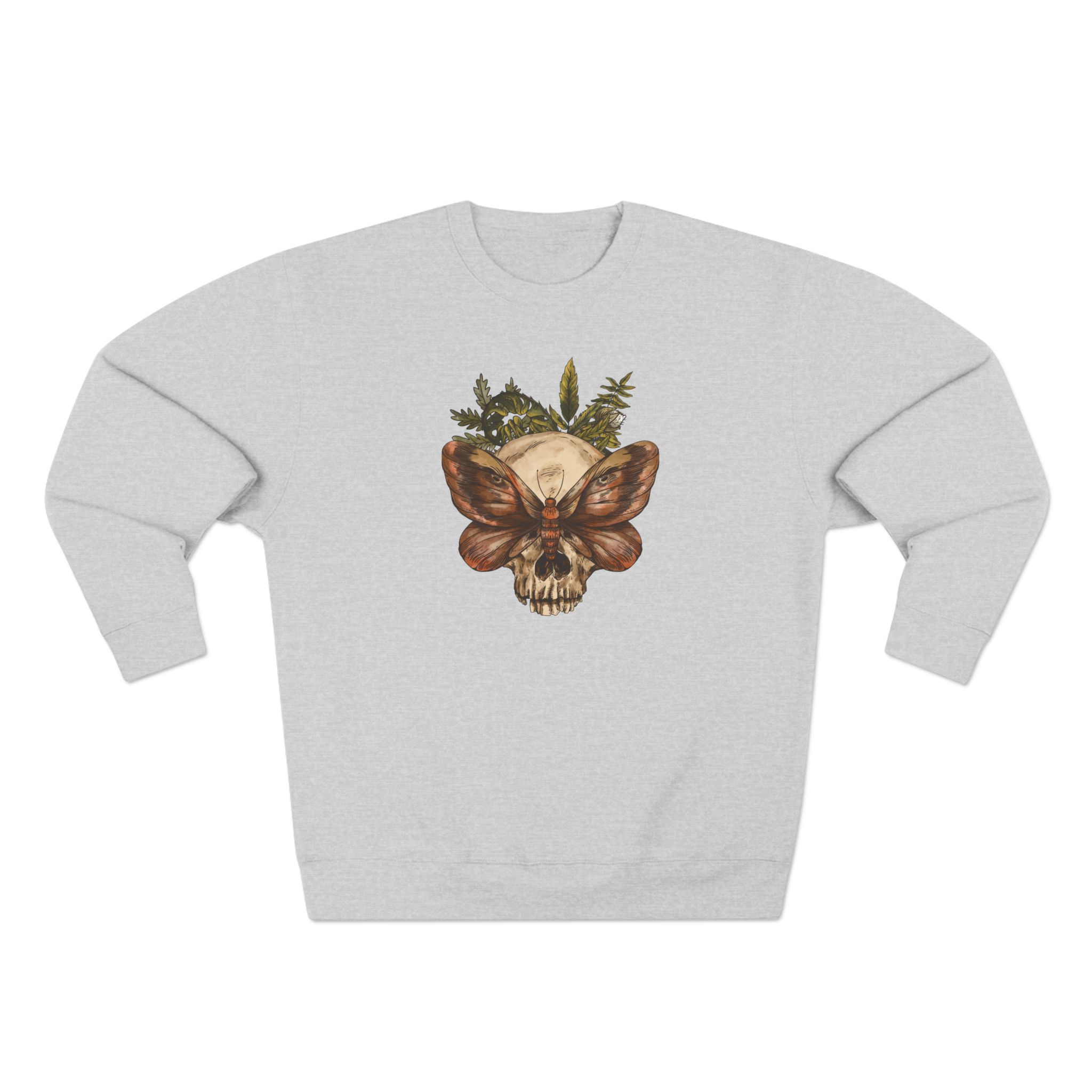 Streetwear Gothic Butterfly Skull Sweatshirt | Unisex Crewneck | Gothic Aesthetic | Perfect for Halloween, Casual Wear, Gifts